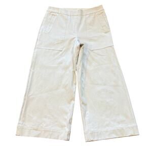 Spanx Pants Womens Size Large White On The Go Cropped Wide Leg Stretch Shaping